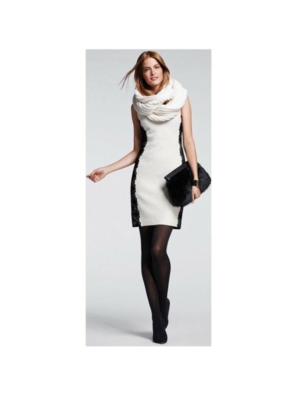 Monogram Sheath Dress with Lace Trim Size 4